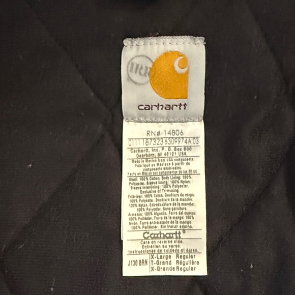 Carhartt Brown Hooded Jacket J130 Size XL - Picture 5 of 5